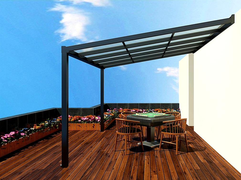 HLINÍKOVÁ PERGOLA VIKE ANTRACIT ČIRÁ - 3,7 x 3,4 x 2,35 m