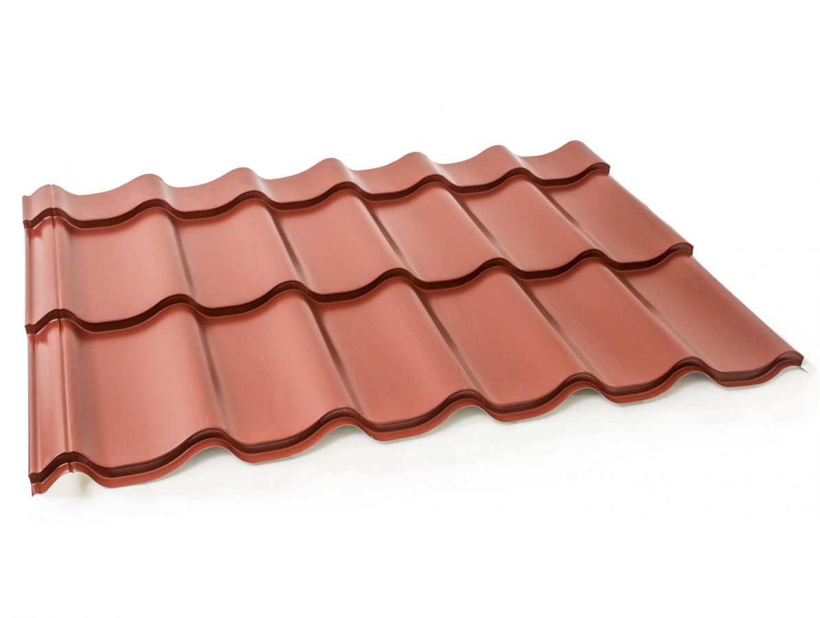PLECHOVÁ STŘEŠNÍ KRYTINA GUTTATOP TAŠKA ALFA ČERVENÁ - 1 x 1,183 mm