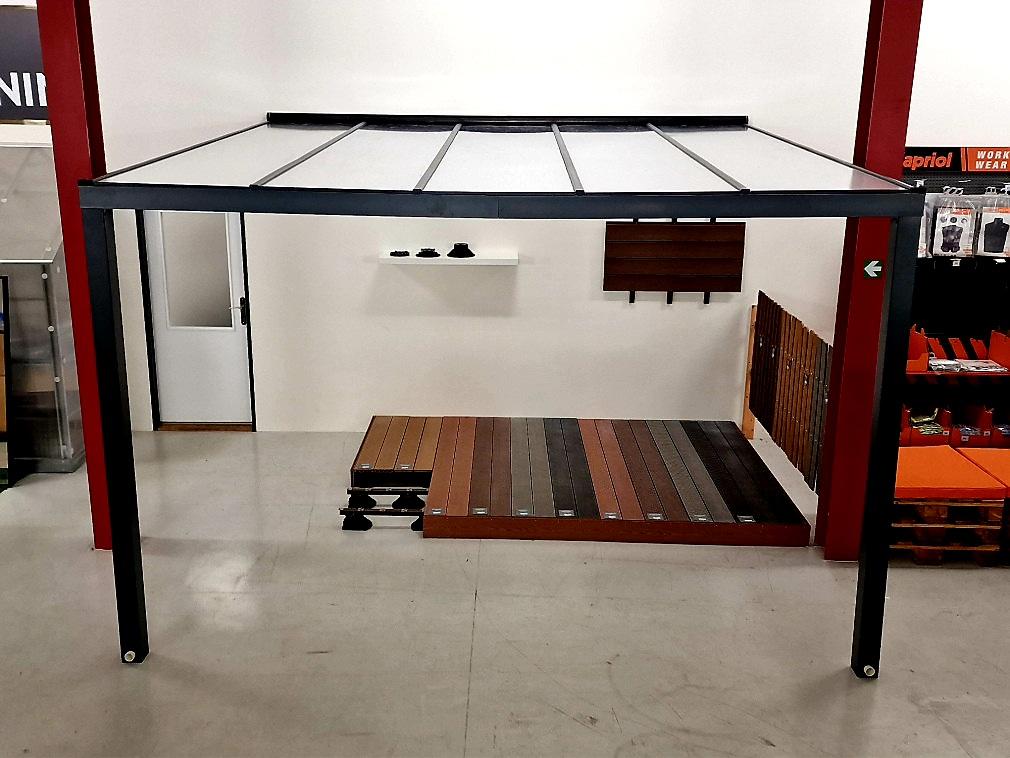 HLINÍKOVÁ PERGOLA VIKE ANTRACIT ČIRÁ - 3,7 x 3,4 x 2,35 m