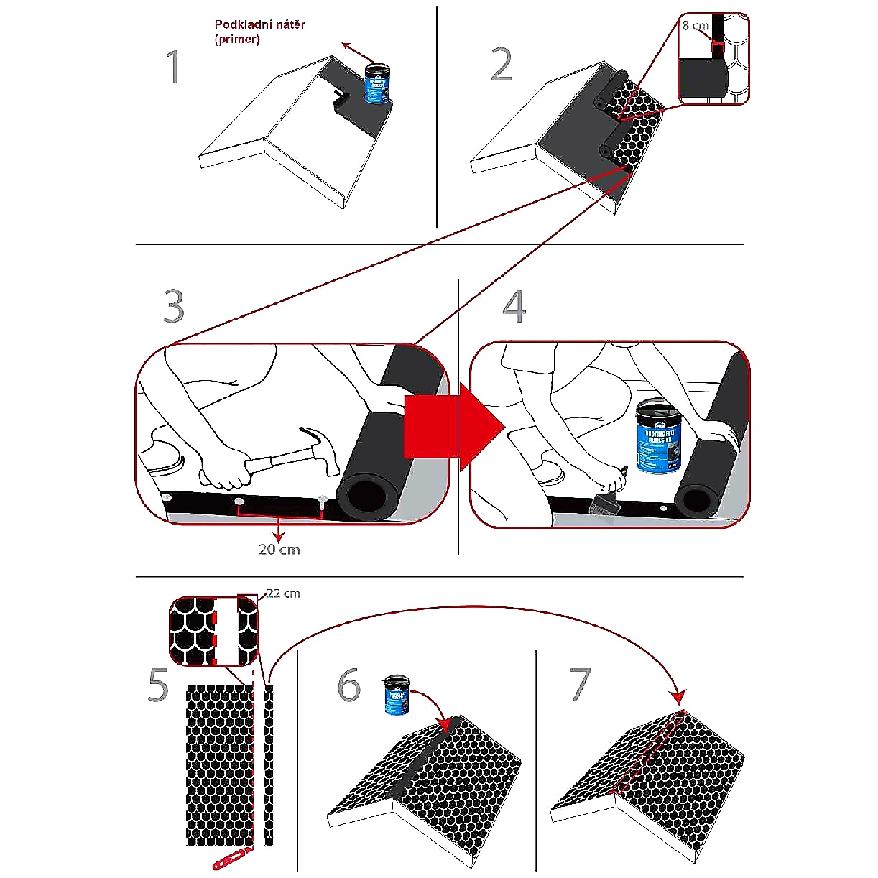ASFALTOVÝ PÁS ROLLSHINGLE BOBROVKA ČERVENÁ - 1,0 x 10 m - 10 m2