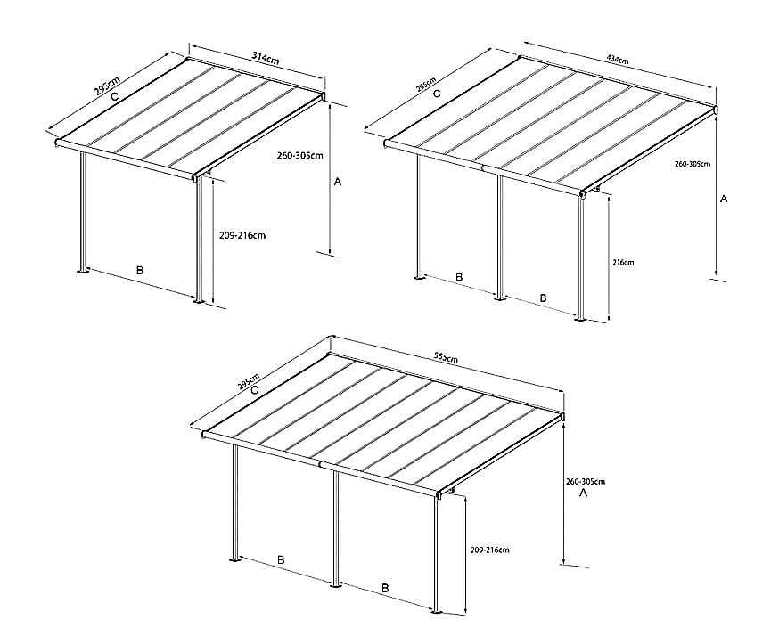 HLINÍKOVÁ PERGOLA SIERRA PALRAM ANTRACIT - 3,0 x 3,0 m