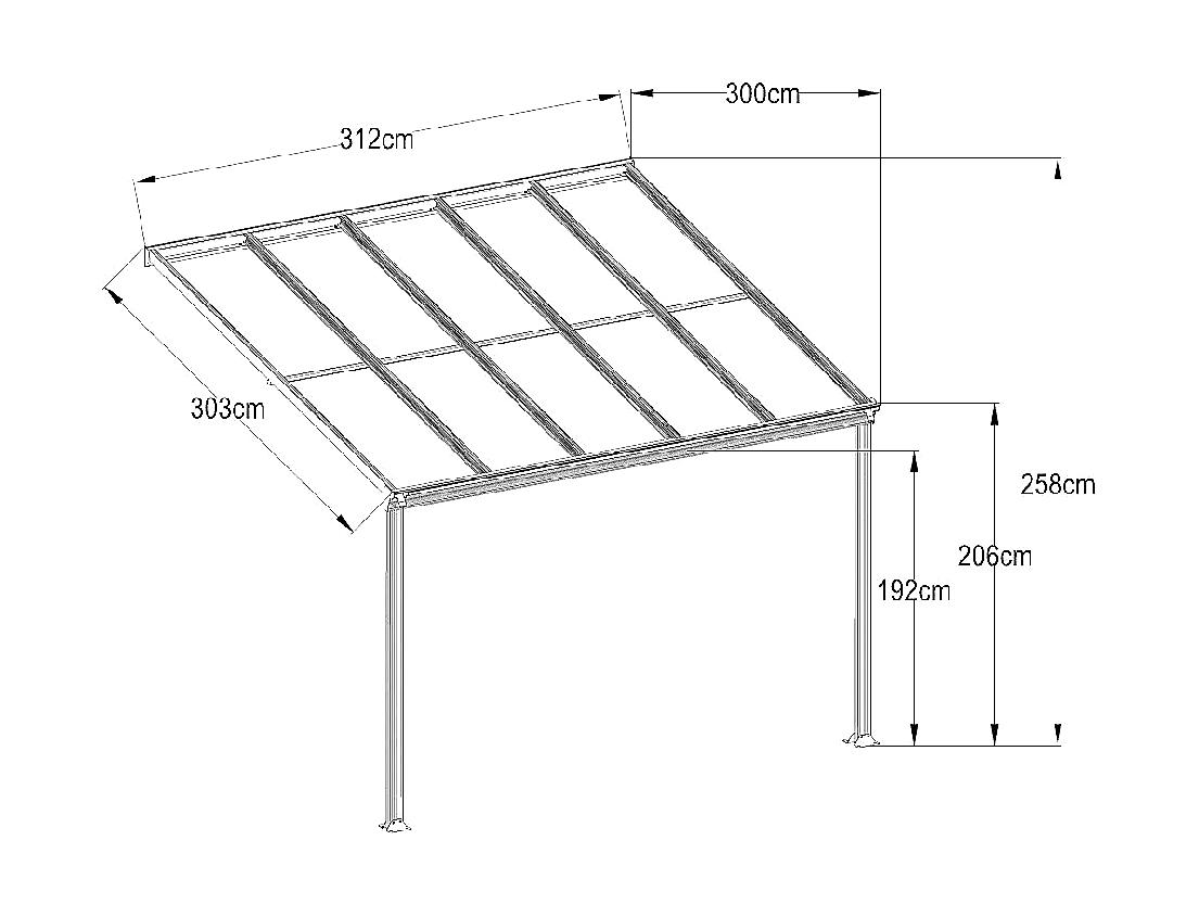 HLINÍKOVÁ PERGOLA GUTTA BW 5 BRONZOVÁ - 3,13 x 3,03 m