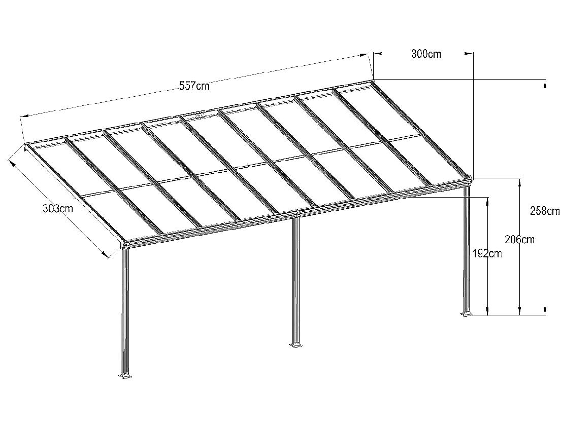 HLINÍKOVÁ PERGOLA GUTTA BW 9 BRONZOVÁ - 5,57 x 3,03 m