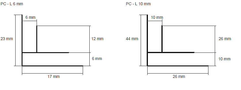 ROHOVÁ LIŠTA GUTTAPROFIL PC-L - 10 mm - 6,0 m