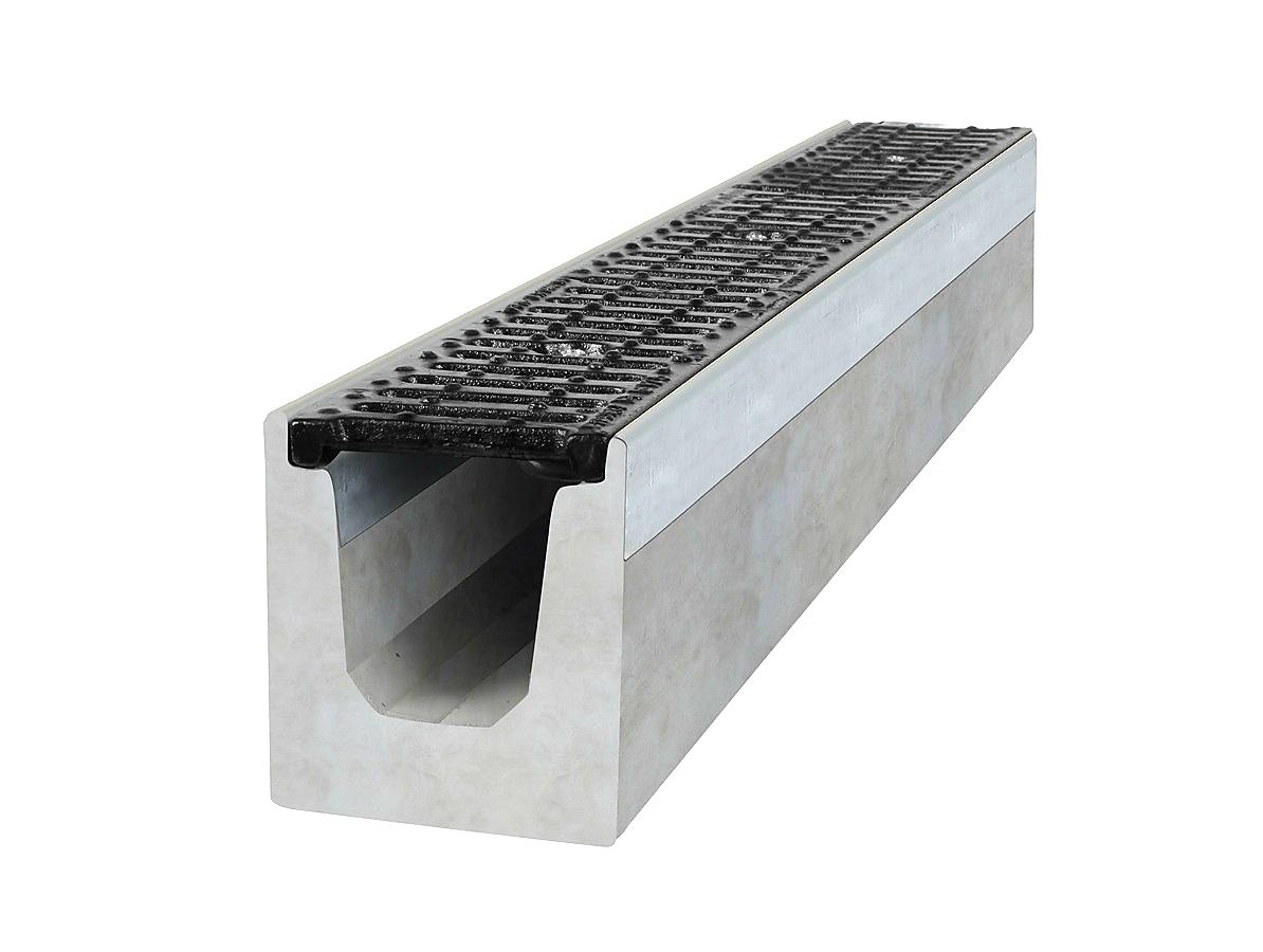 BETONOVÝ ŽLAB C250 S LITINOVOU MŘÍŽÍ - 100 x 14,5 x 16 cm