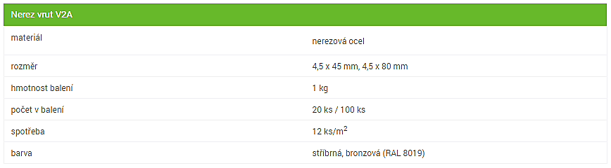 NEREZ VRUT V2A S PODLOŽKOU - 4,5 x 80 mm - 20 ks/bal