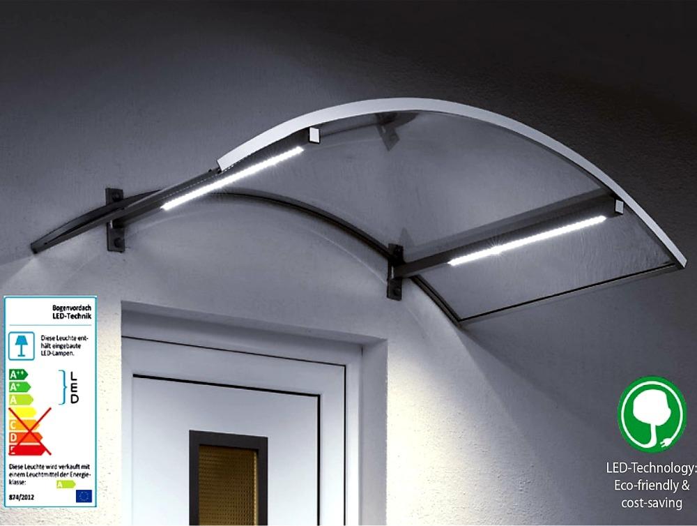 VCHODOVÁ STŘÍŠKA GUTTAVORDACH LED TECHNIK O BÍLÁ/ČIRÁ - 150 x 90 cm