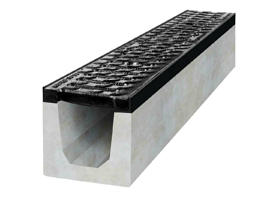 BETONOVÝ ŽLAB C250 S LITINOVOU MŘÍŽÍ - 100 x 14,5 x 16 cm