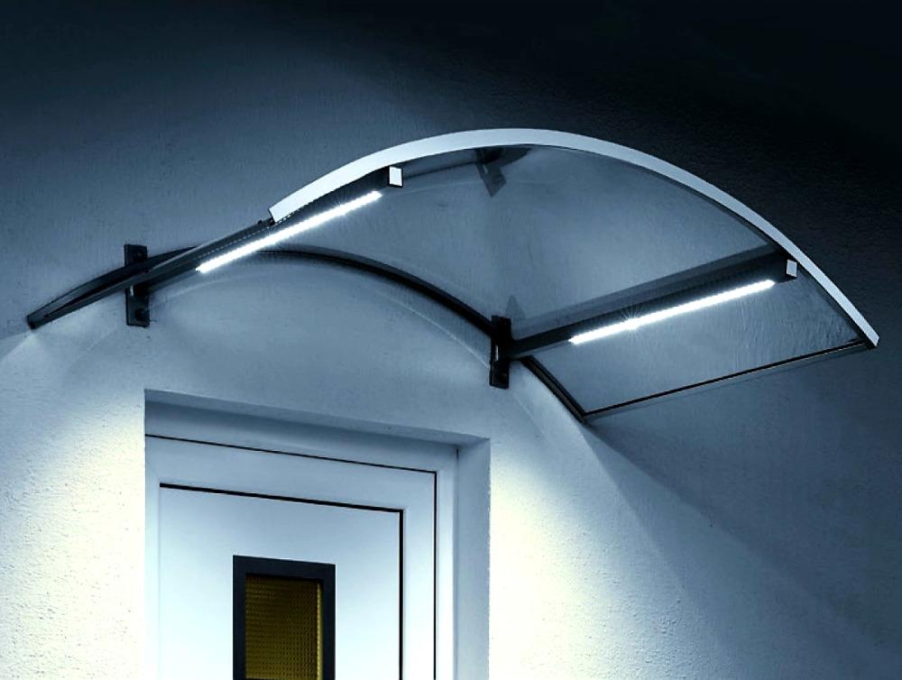 VCHODOVÁ STŘÍŠKA GUTTAVORDACH LED TECHNIK O BÍLÁ/ČIRÁ - 150 x 90 cm