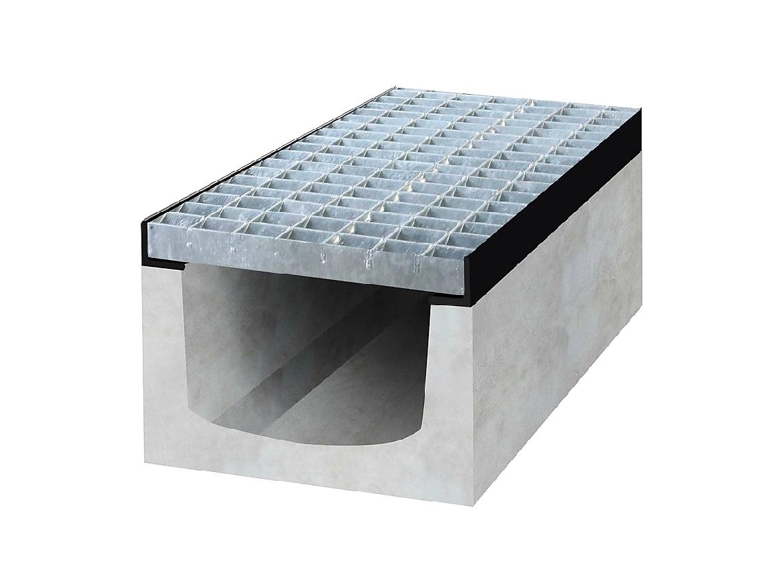 BETONOVÝ ŽLAB A15 S POZINKOVANOU MŘÍŽÍ H 120 - 50 x 13 x 12 cm