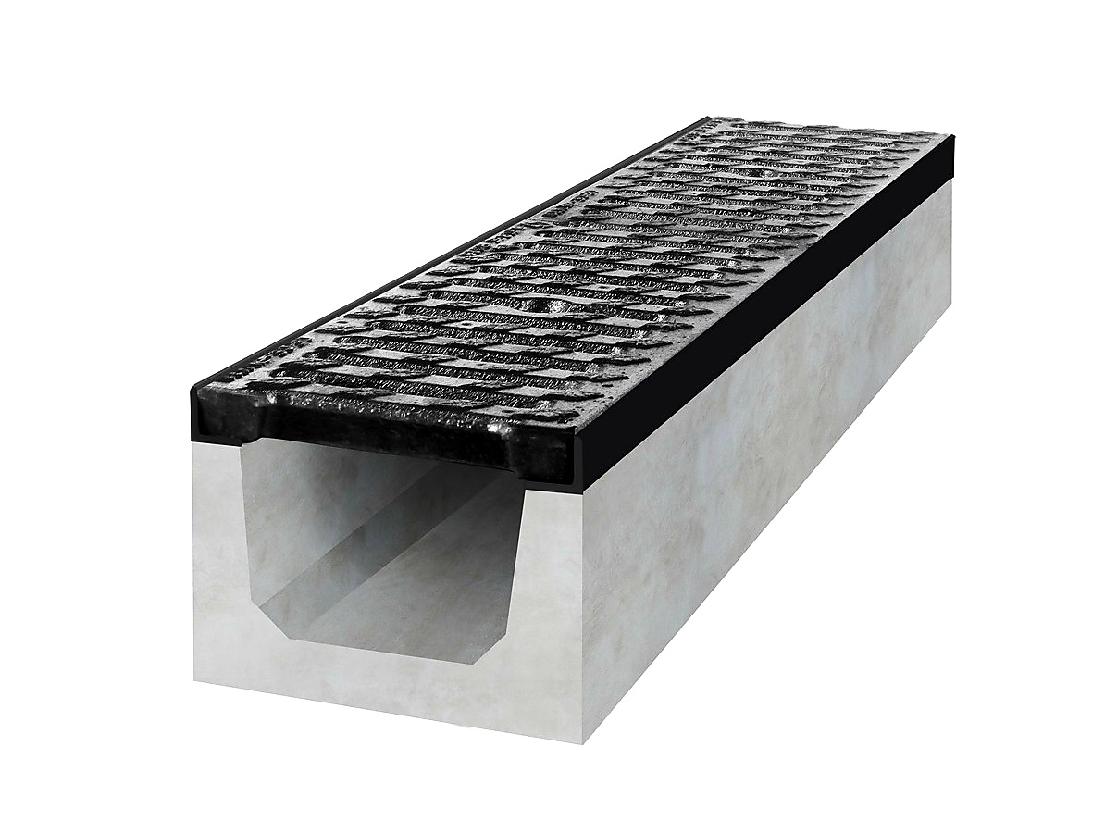 BETONOVÝ ŽLAB C250 S LITINOVOU MŘÍŽÍ - 100 x 14,5 x 16 cm