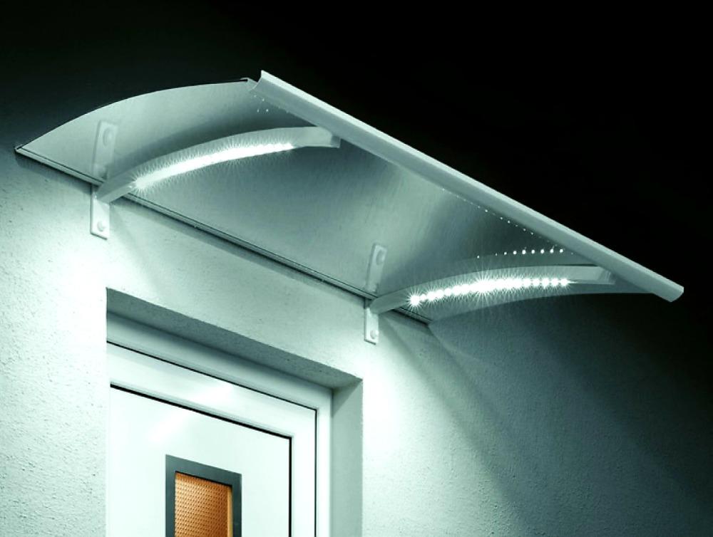 VCHODOVÁ STŘÍŠKA GUTTAVORDACH LED TECHNIK P BÍLÁ/ČIRÁ - 150 x 90 cm