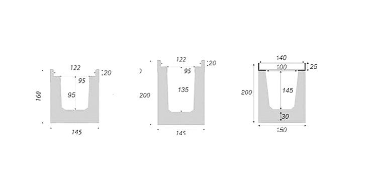 BETONOVÝ ŽLAB C250 S LITINOVOU MŘÍŽÍ - 100 x 14,5 x 16 cm