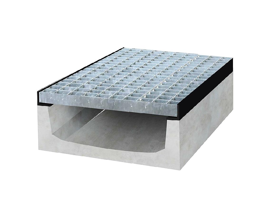 BETONOVÝ ŽLAB A15 S POZINKOVANOU MŘÍŽÍ H 160 - 50 x 13 x 16 cm