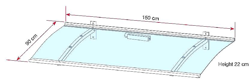 VCHODOVÁ STŘÍŠKA GUTTAVORDACH LED TECHNIK P STŘÍBRNÁ/ČIRÁ - 150 x 90 cm