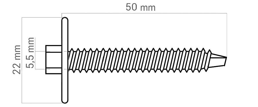 STŘEŠNÍ ŠROUB NEREZ A2 BIMETAL S PODLOŽKOU - 5,5 x 38 mm - 25 ks/bal